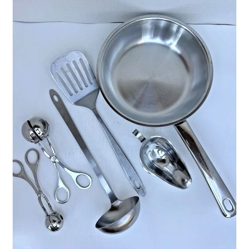 Kitchen Utensil Bundle Stainless Steel Skillet Ladle Spatula Gravy Boat Scoops